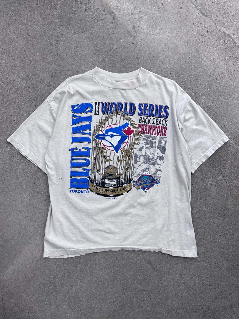 Vintage 1993 Toronto Blue Jays Back 2 Back World Series MLB Champions T-Shirt -
